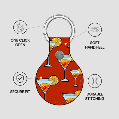 Keychain with cocktail pattern on a gray background