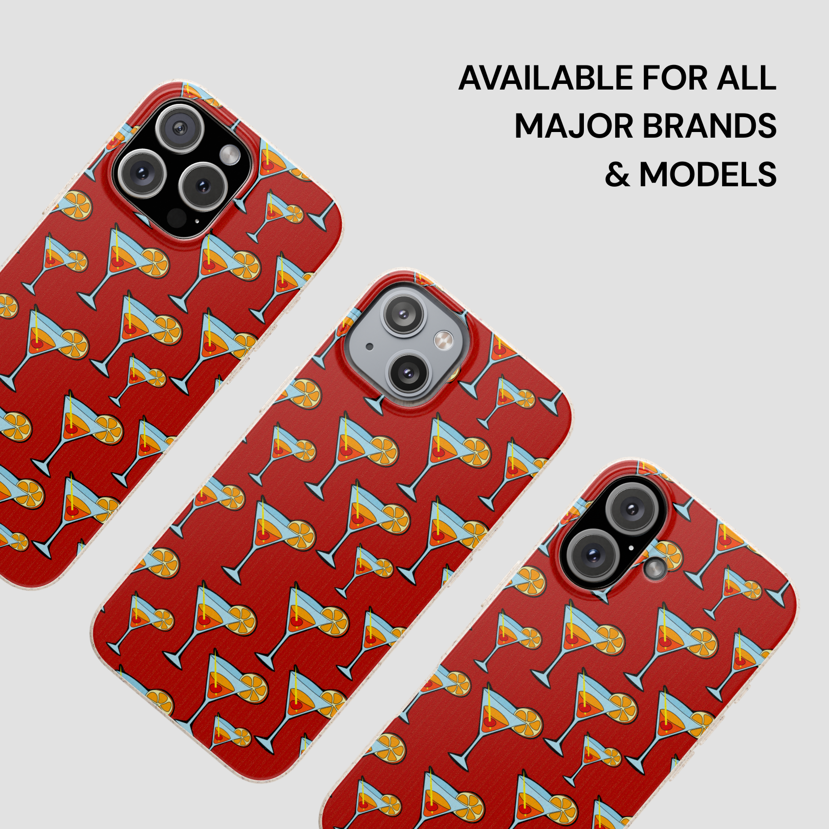 Red phone case with cocktail pattern on a white background