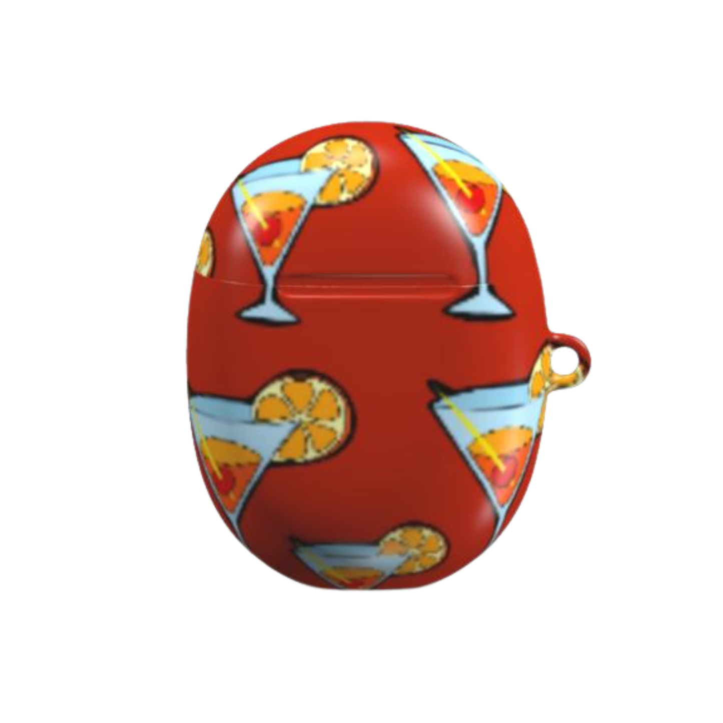 Red case with cocktail pattern on a white background