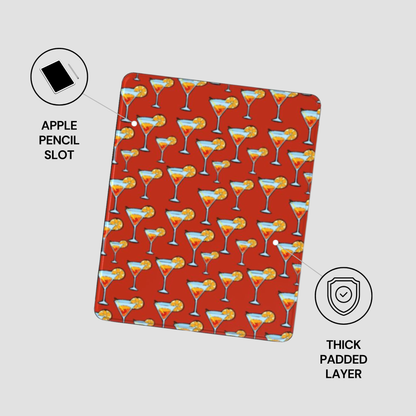 Red case with cocktail pattern on a white background