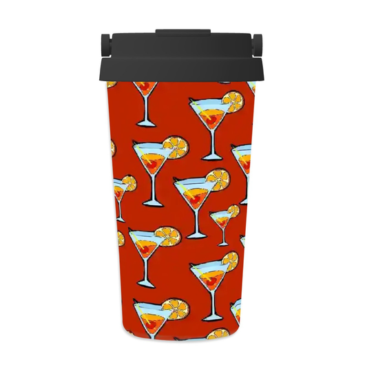 Tumbler with cocktail pattern on a red background