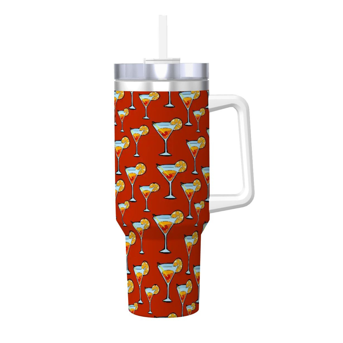 Tumbler with cocktail pattern on a white background