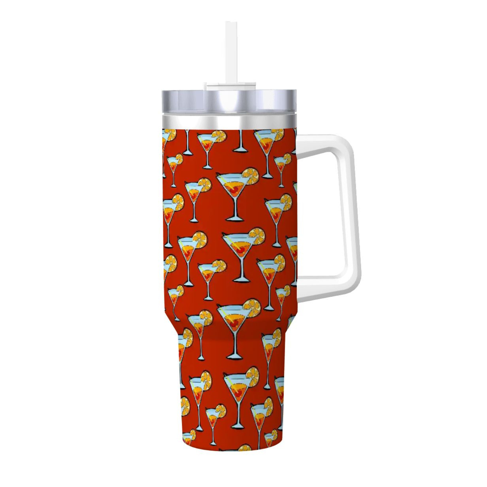 Tumbler with cocktail pattern on a white background