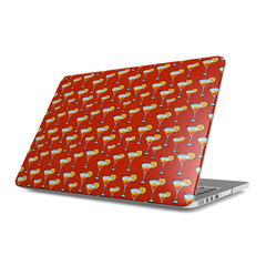 Laptop with a red pattern of cocktail glasses on a white background