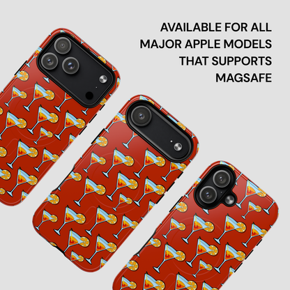 Phone cases with cocktail pattern on a light gray background
