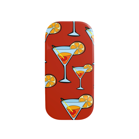 Phone case with cocktail and orange pattern on a red background