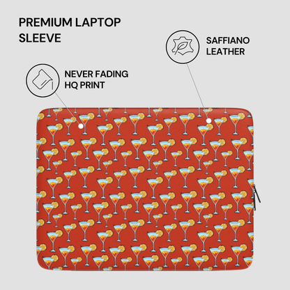 Laptop sleeve with cocktail pattern on a red background