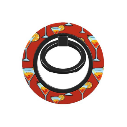 Phone ring holder with cocktail design on a red background