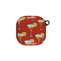 Red case with martini glass and orange slice pattern on a white background