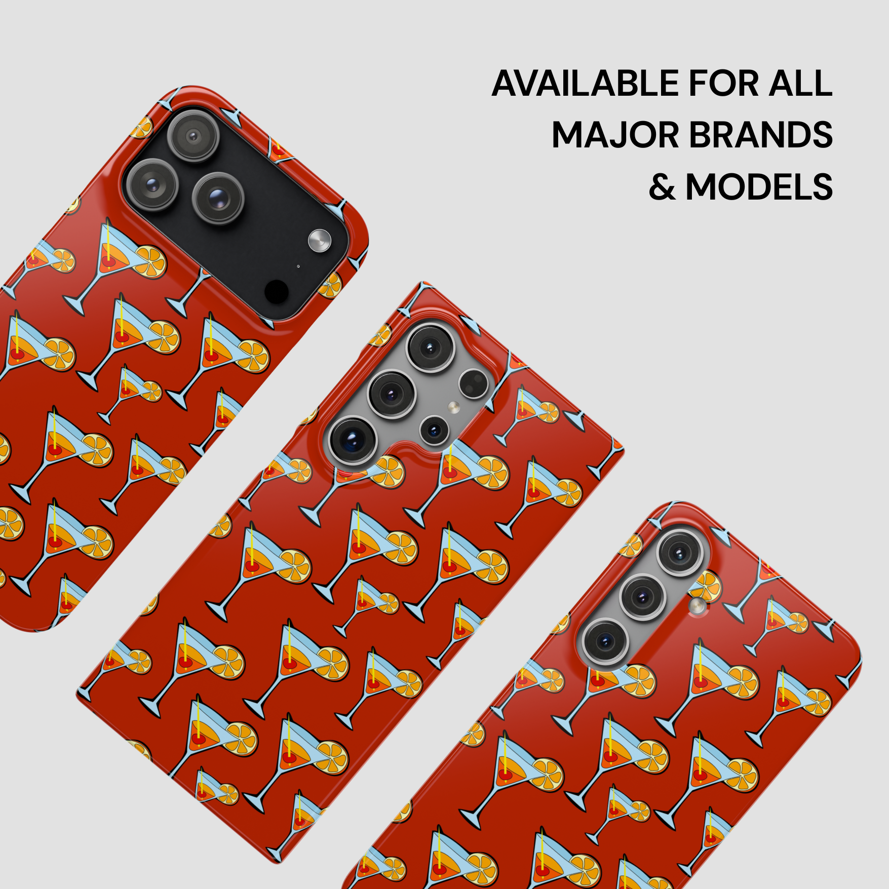Red phone case with cocktail pattern on a white background