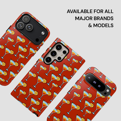 Phone case with cocktail pattern on a white background