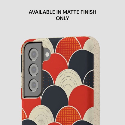 Phone case with geometric pattern on a light gray background
