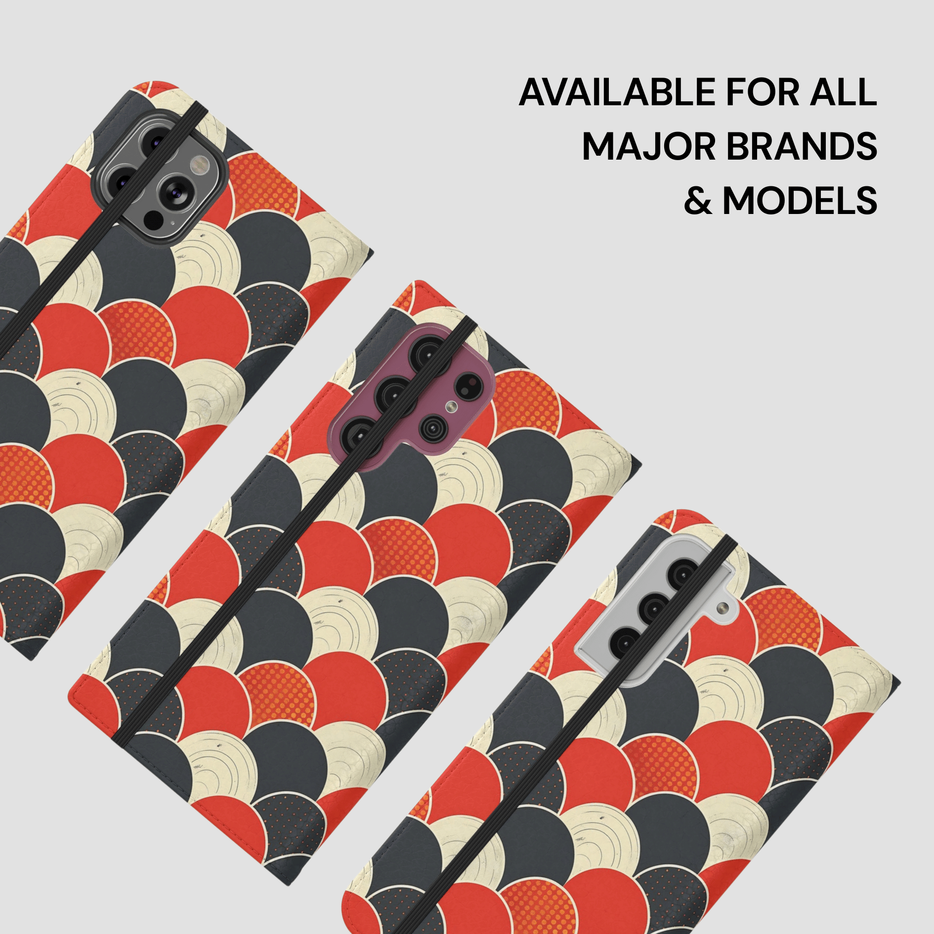 Phone case with geometric pattern on a light gray background