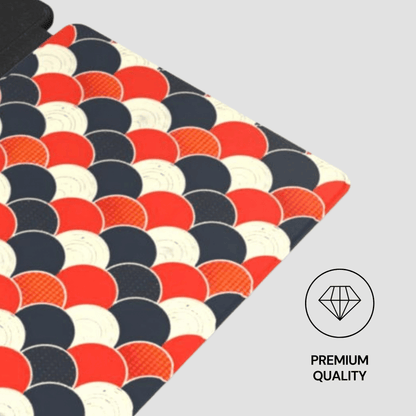 Patterned product with geometric design on a gray background, featuring 'Premium Quality' label.