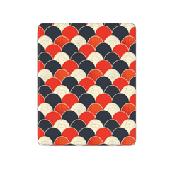 Patterned mouse pad with red, blue, and beige circles on a white background