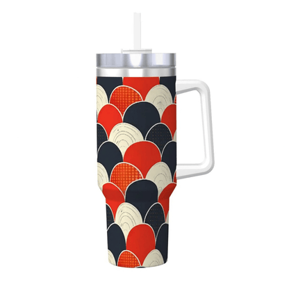Tumbler with a colorful pattern on a white background