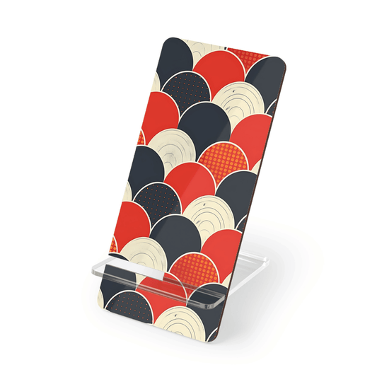 Phone case with geometric circular pattern on a white background