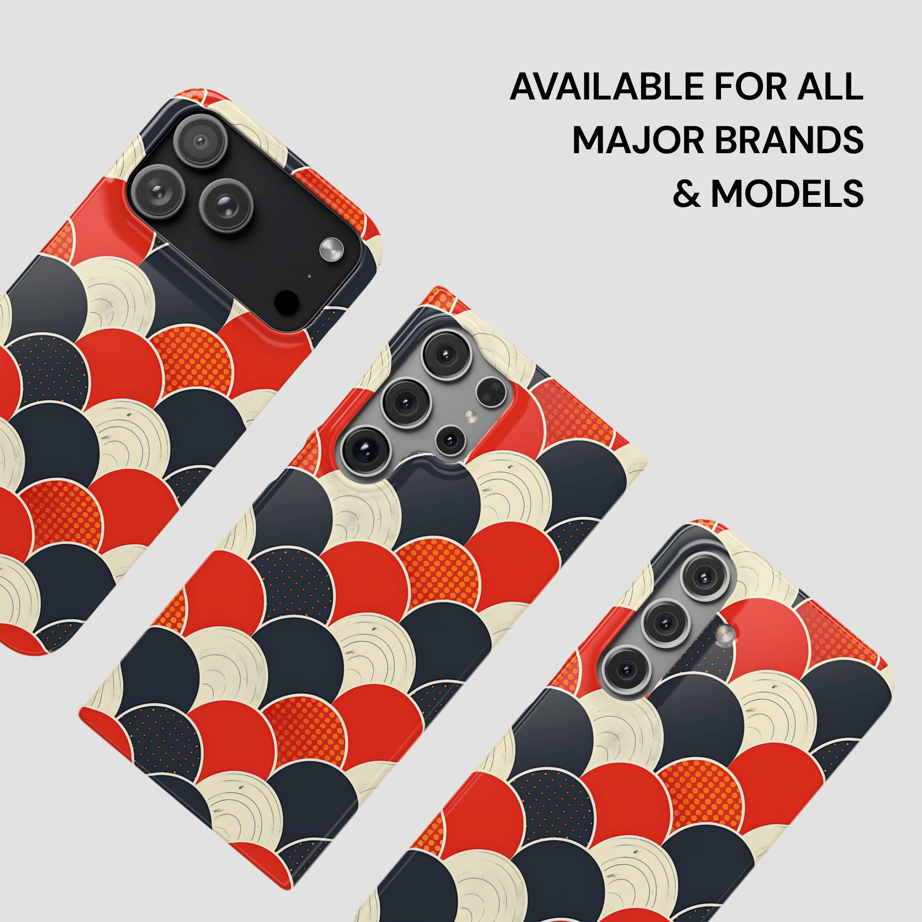 Phone case with geometric pattern on a gray background
