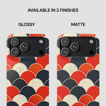 Two phone case designs with glossy and matte finishes on a white background.