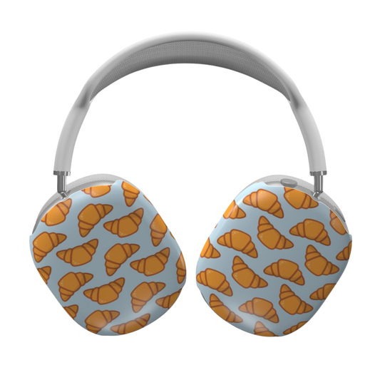 Children's headphones with croissant pattern on a white background | Casenari
