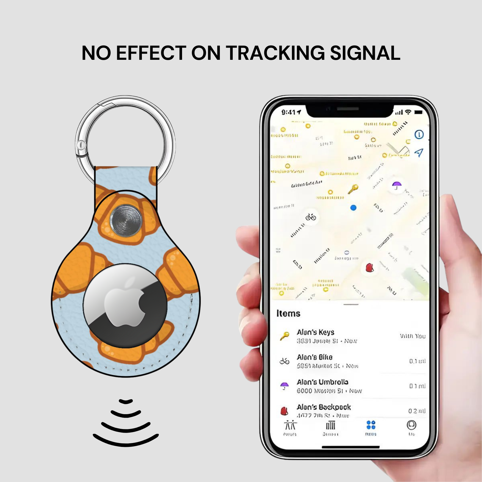 Smart keychain with tracking app on smartphone displaying location information | Casenari
