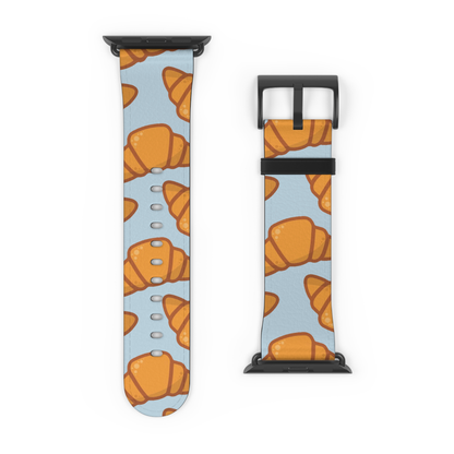 Watch band with croissant pattern on a light blue background | Casenari