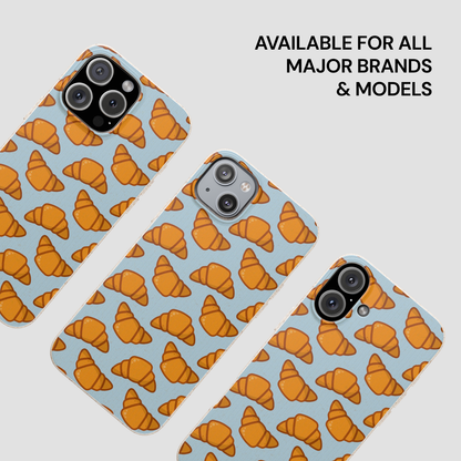 Phone cases with croissant pattern on a light blue background | Casenari