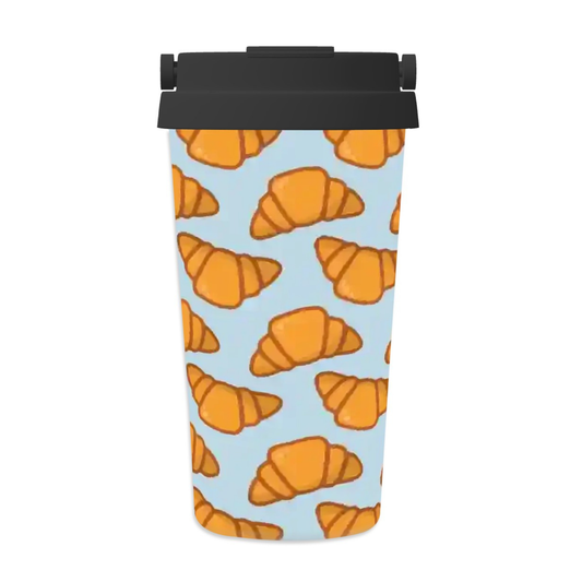 Tumbler with orange croissant pattern on a blue background | Casenari