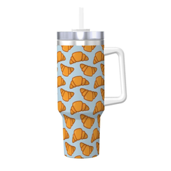 Tumbler with croissant pattern on a blue background | Casenari