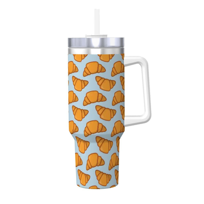 Tumbler with croissant pattern on a blue background | Casenari