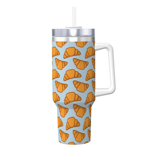 Tumbler with croissant pattern on a blue background | Casenari