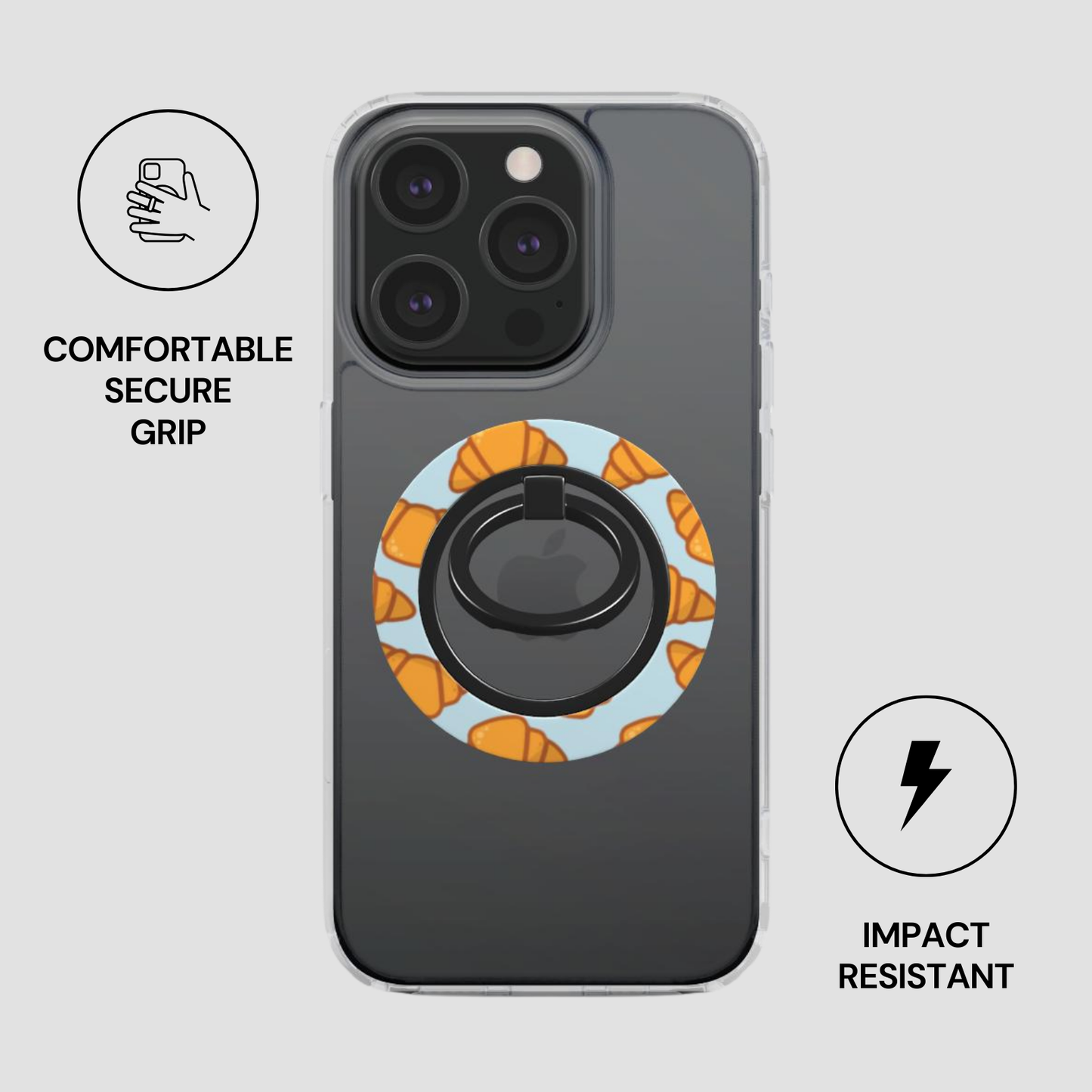 Phone case with ring holder on a gray background | Casenari
