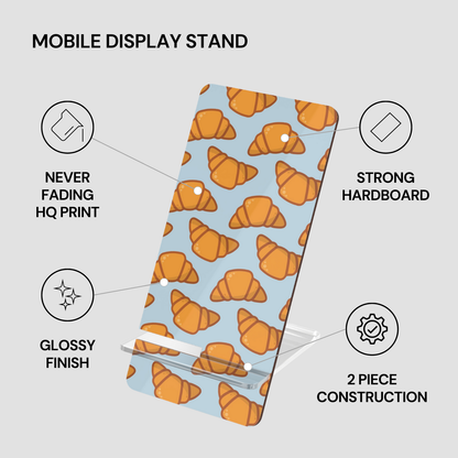 Mobile display stand with croissant pattern on a gray background | Casenari