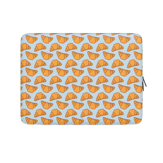 Laptop sleeve with croissant pattern on a light blue background | Casenari