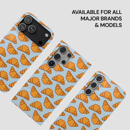 Phone case with croissant pattern on a light blue background | Casenari