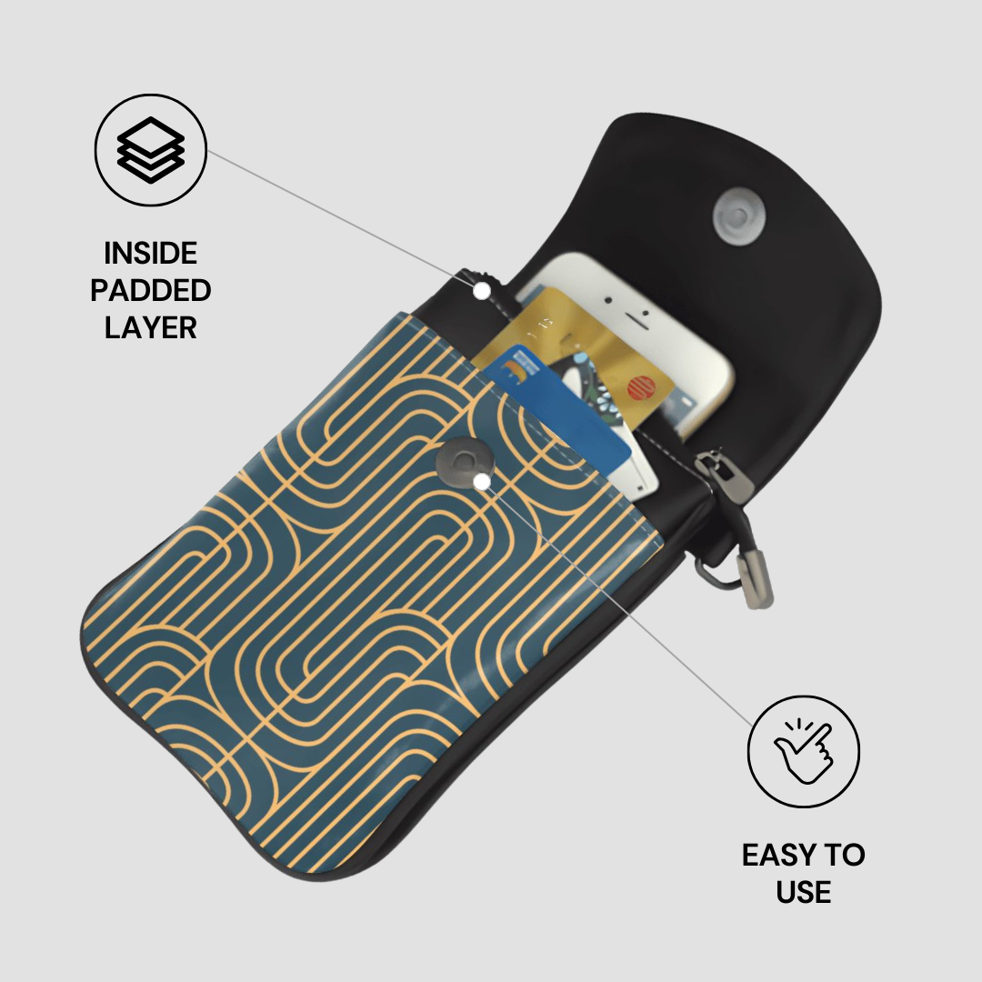 Gold on Teal | Crossbody Phone Purse