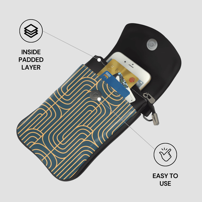 Gold on Teal | Crossbody Phone Purse