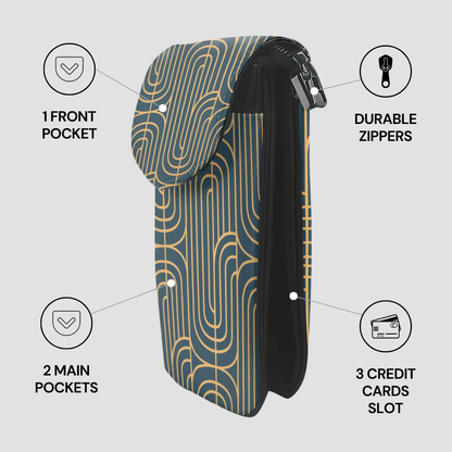Gold on Teal | Crossbody Phone Purse