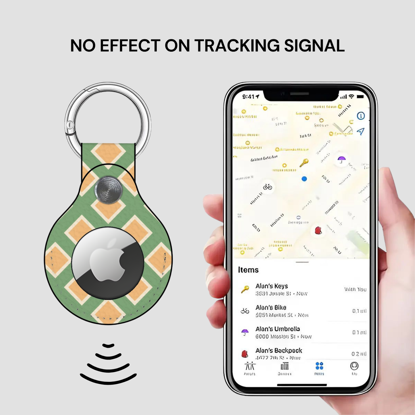 Smart keychain with app displaying location on smartphone