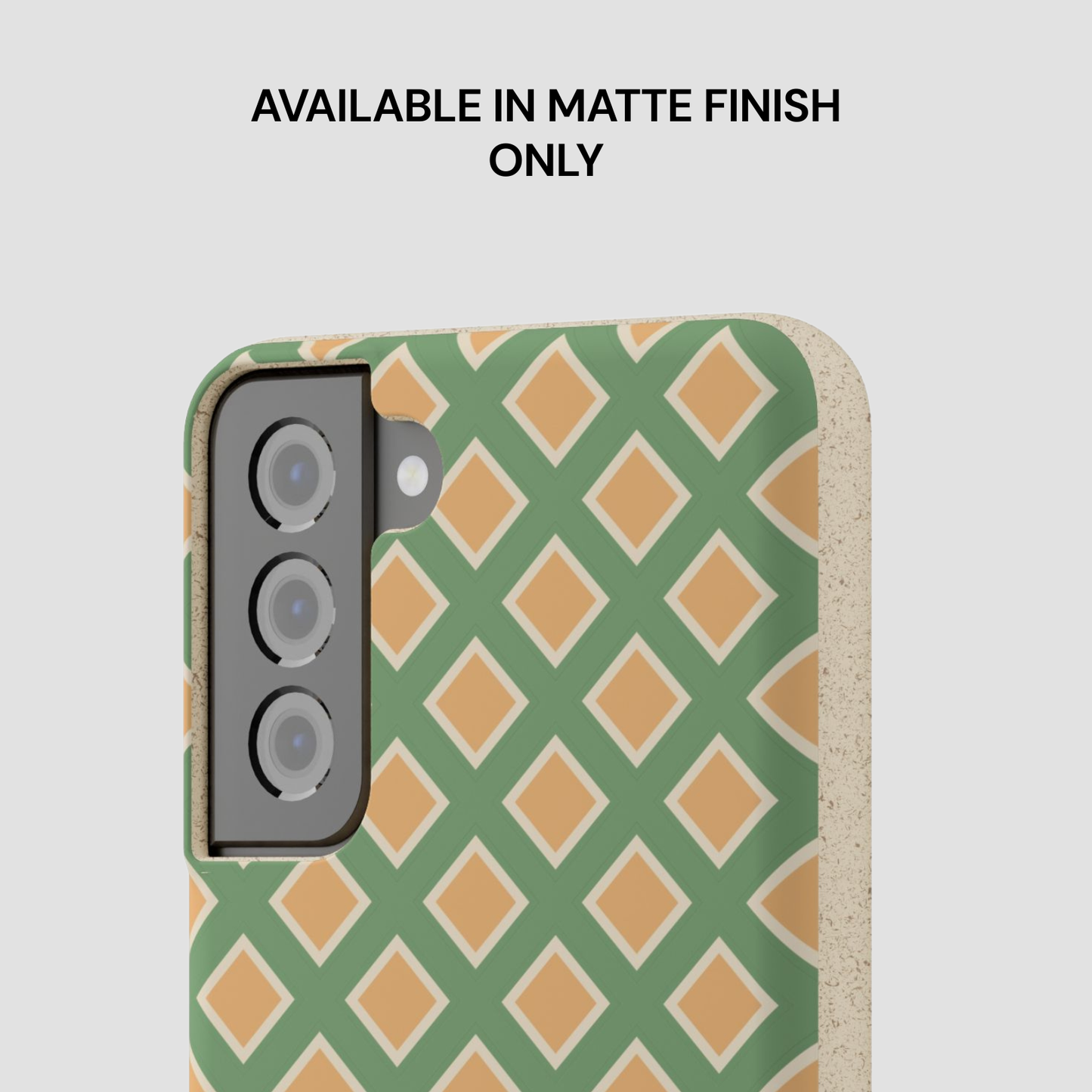 Phone case with geometric pattern on a light gray background