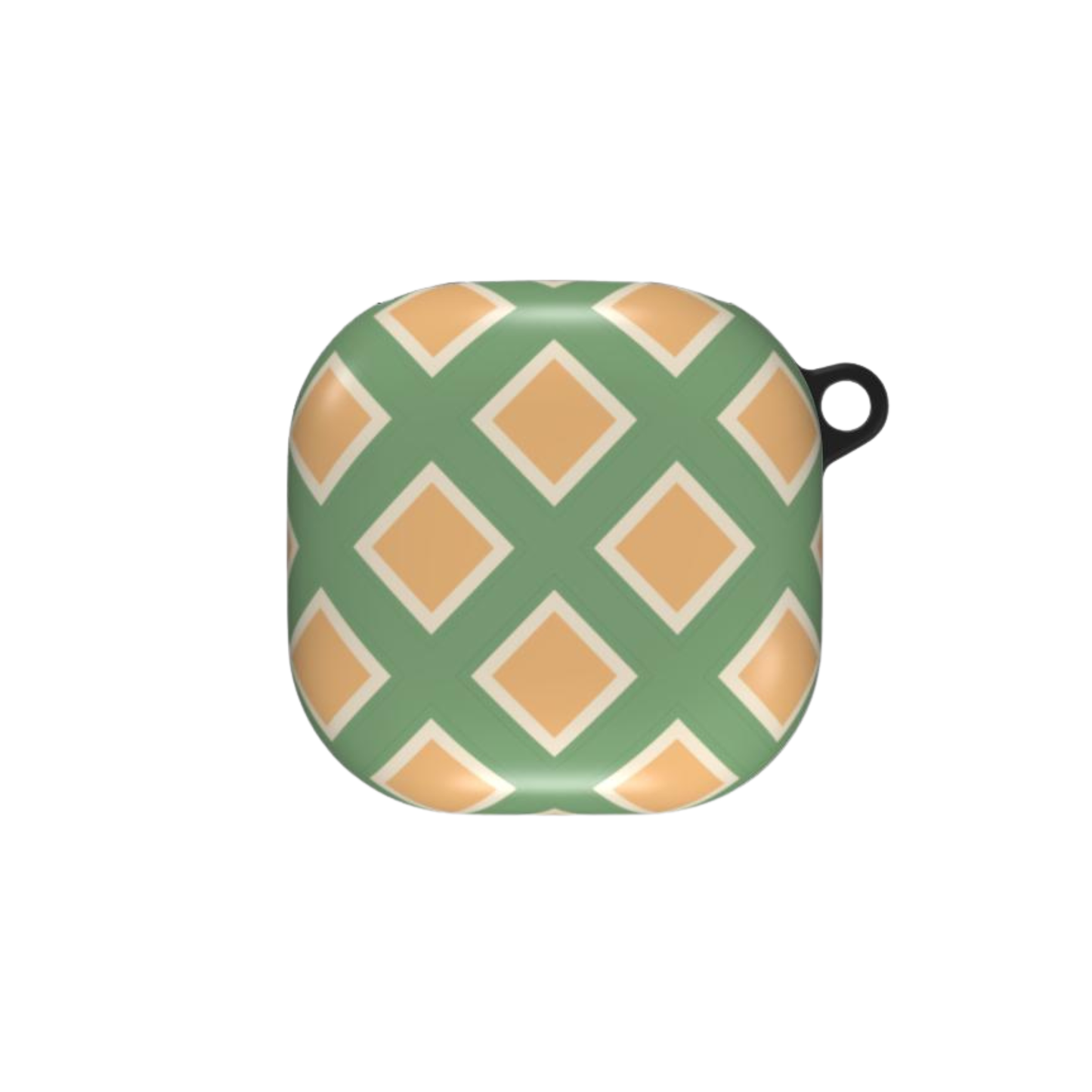 Green and beige patterned case on a white background