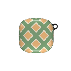 Green and beige patterned case on a white background