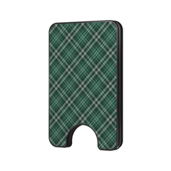 Emerald Plaid Magnetic Wallet with a classic green plaid pattern