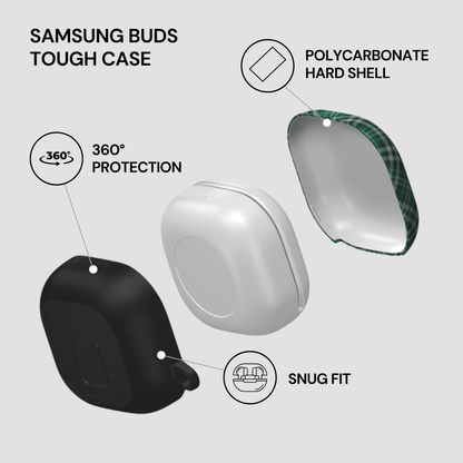 Samsung Buds Tough Case with features highlighted on a gray background | Casenari