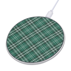 Green plaid patterned wireless charging pad on a white background | Casenari