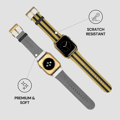 Two smartwatches with different band designs on a light gray background