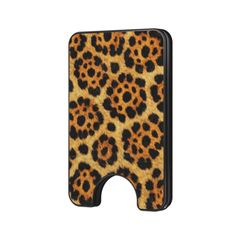 Golden Apex Magnetic Wallet with bold leopard print design in golden and black tones