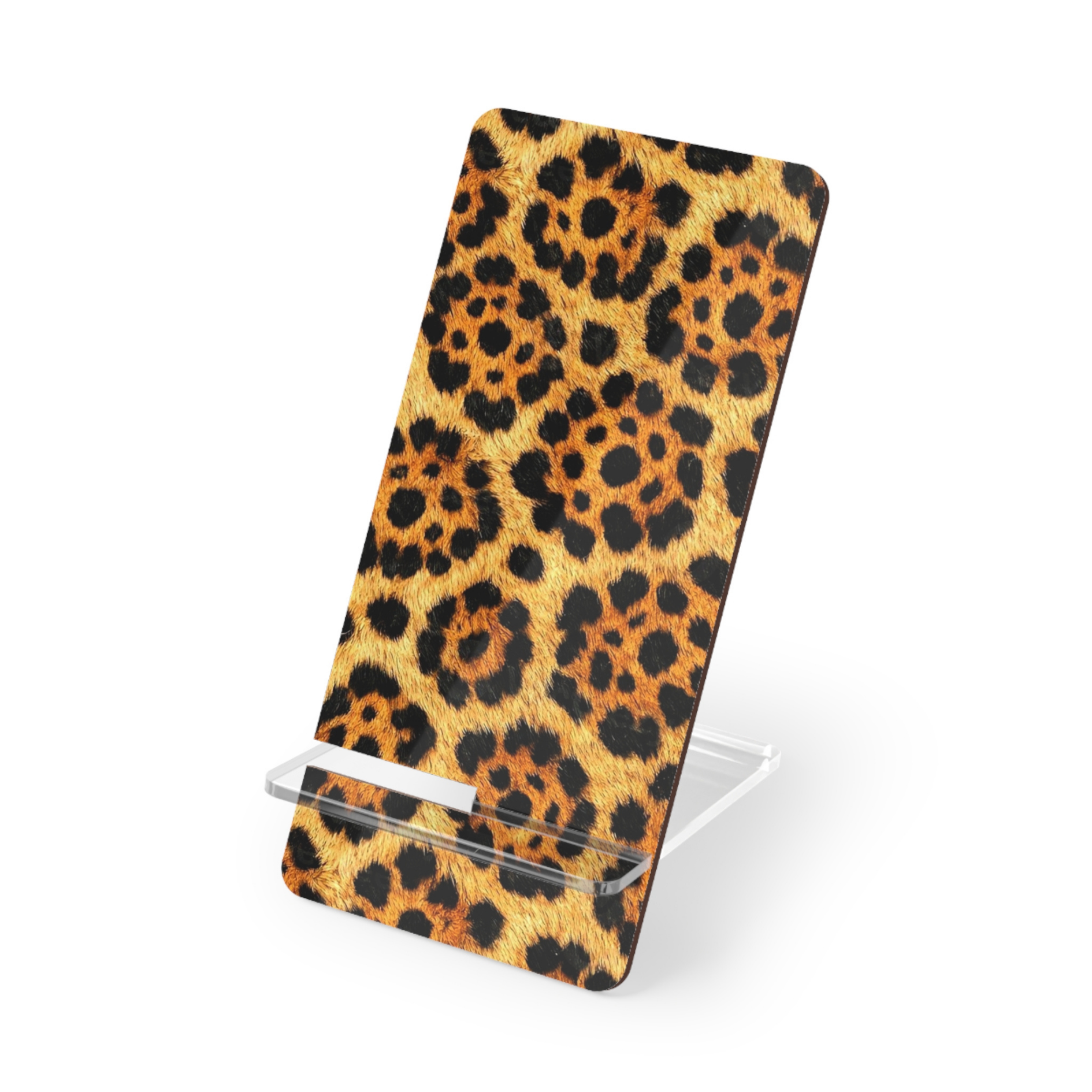 Phone case with leopard print design on a white background