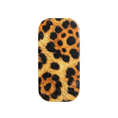 Phone case with leopard print pattern on a white background