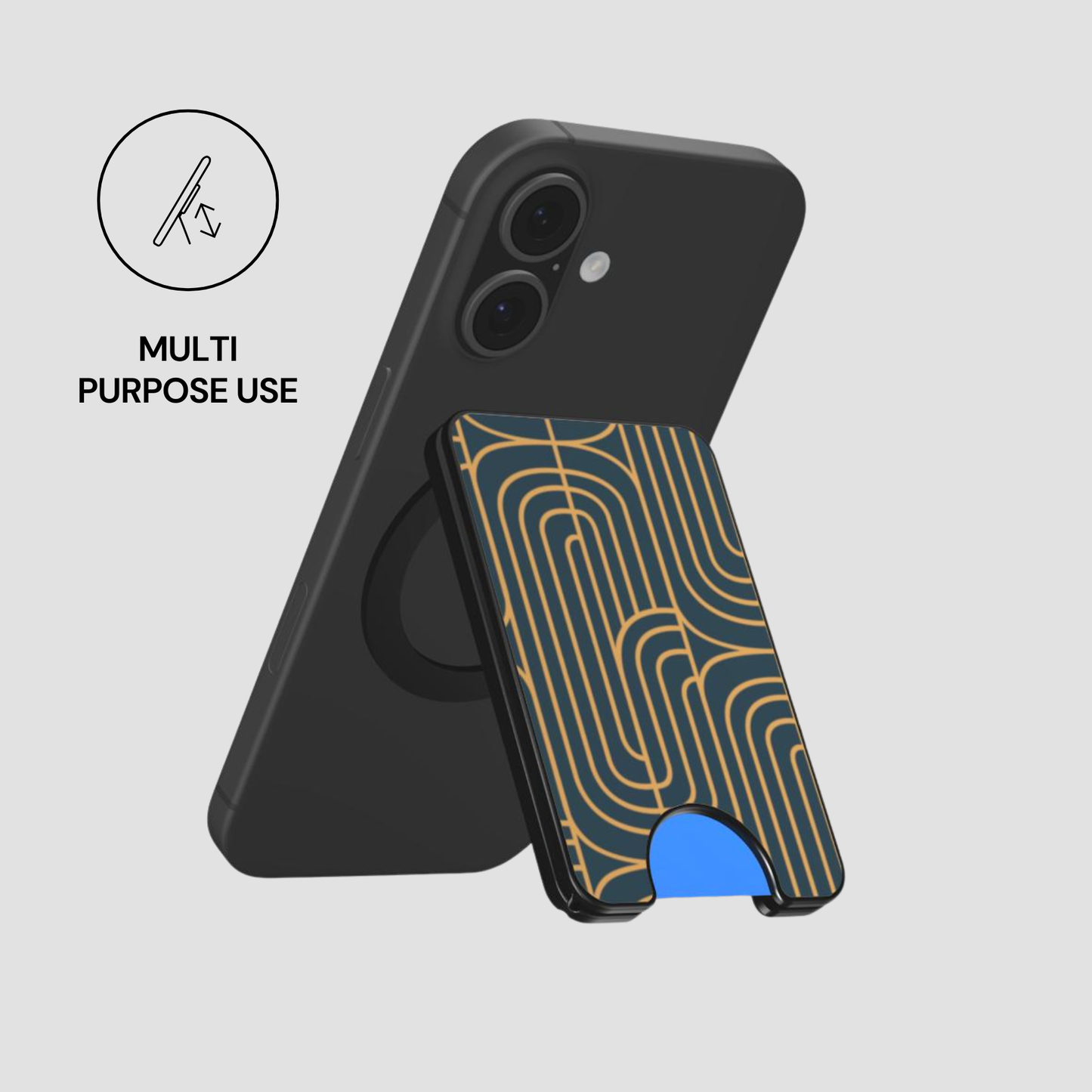 Phone case with card holder feature on a light gray background